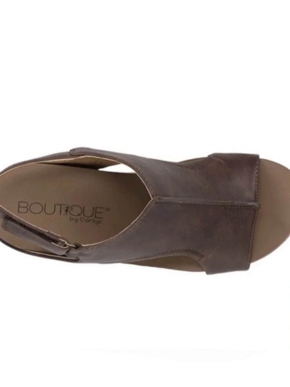 BNWOB Corkys Brown Leather Wedge Sandals SZ 10